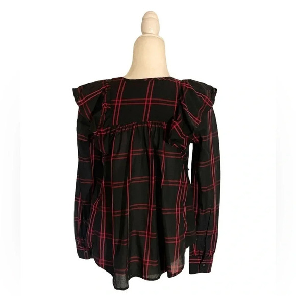 GAP Cascade Ruffle Plaid Blouse - Picture 6 of 6